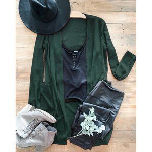 Hunter Green Blakeley Sierra Ribbed Cardigan -